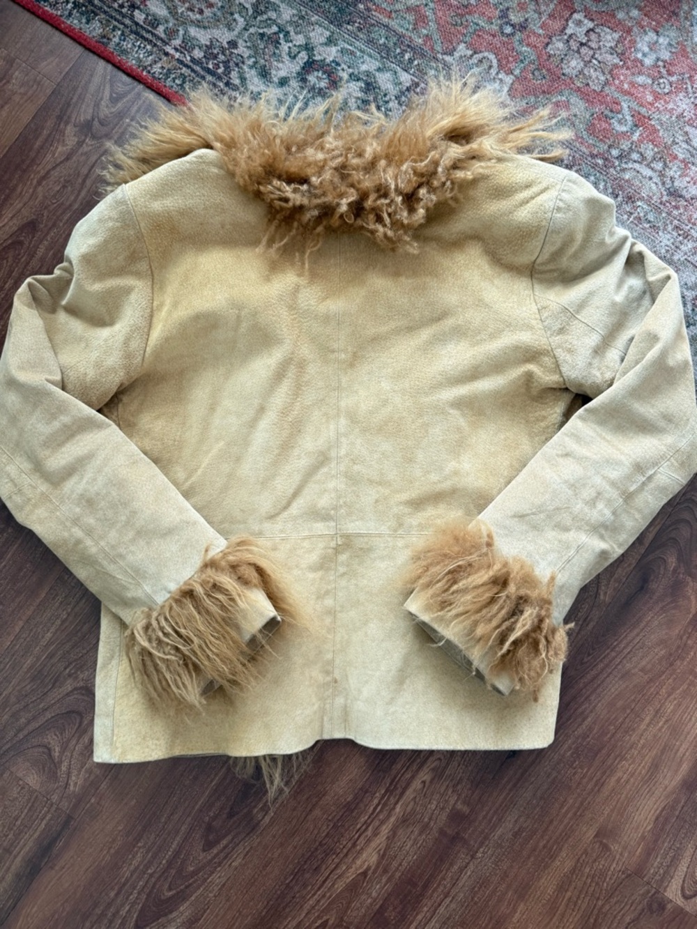 VINTAGE Express Tan Suede & Faux Fur Trim Jacket - Picture 4 of 4